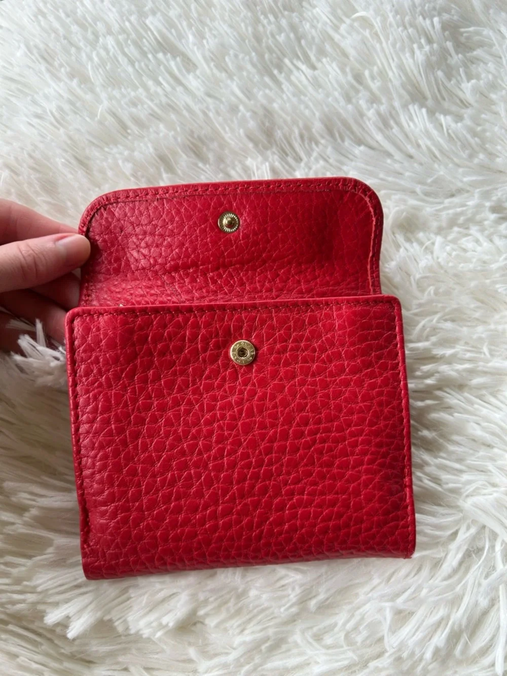 Genuine Leather | Red Pebbled Leather Bi-Fold Wallet